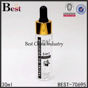 klare PET-Kunststoff-Tropfflasche mit Seide Logo Druck 30ml