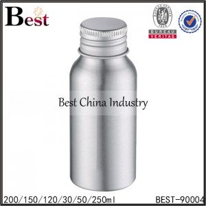 silver cosmetic or drinking aluminum bottle with screw cap 30/50/120/150/200/250ml