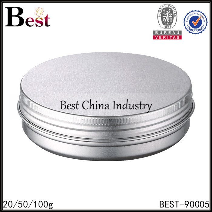 Factory wholesale
 silver aluminum jar with screw cap for face cream 20/50/100g Factory from Ecuador