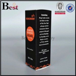 caja de papel negro para botella cosmética