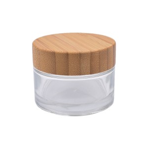 30ml clear cosmetic glass jar with bamboo lid