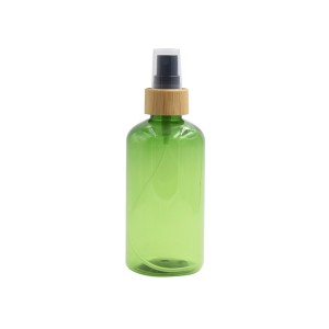 green pet plastic bottle with bamboo sprayer