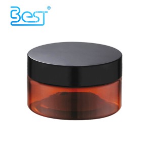 scrub butter container amber PET PCR plastic jar with black screw lid