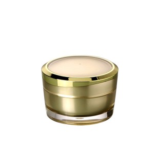 gold color double wall round acrylic cream empty jar