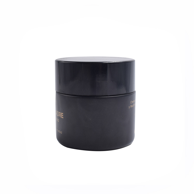 custom colored matte black glass 50g cream jars 50ml black glass jar with LOGO printing