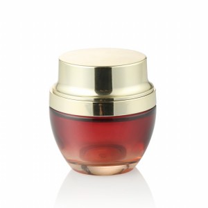 Luxury 20g 30g 50g gradient red color glass cosmetic cream jar with gold lid