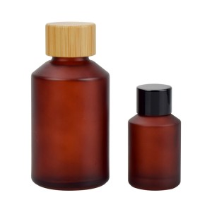 cosmetic glass bottle bamboo cap