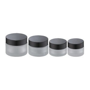high quality 20g 30g 50g 100g frosted glass cream jars with black lid