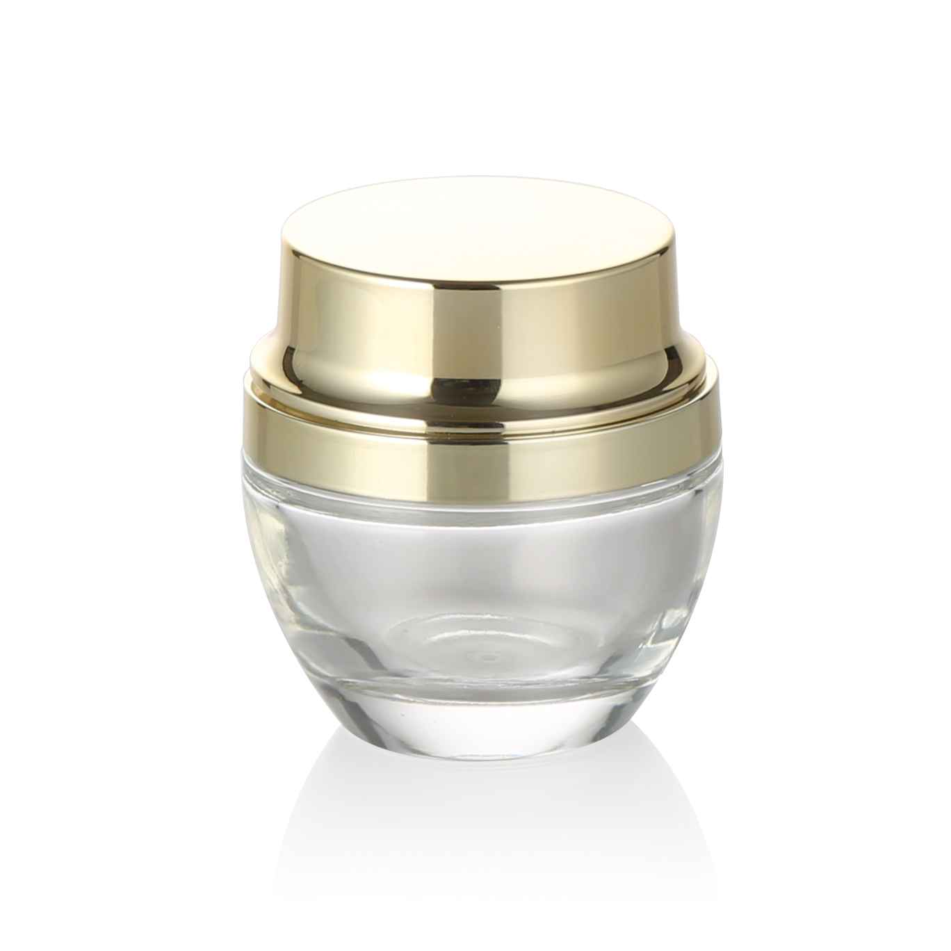 Luxury 20g 30g 50g clear glass cream jar with gold metal lid