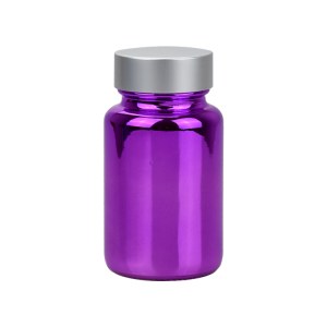 100ml electroplate purple pharmaceutical glass pill bottle for tablet