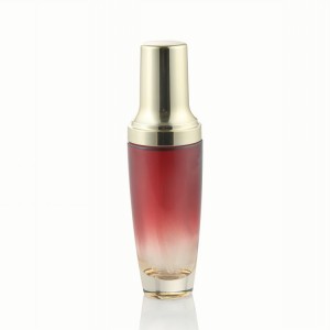 Luxury 20ml 30ml 50ml 100ml gradient red color glass gold pump bottle for serum