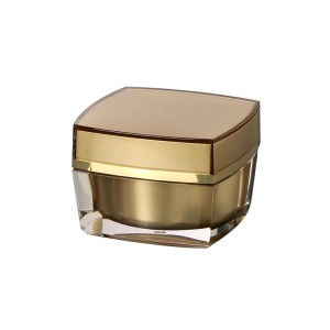 Luxury gold acrylic square cosmetic empty cream jar