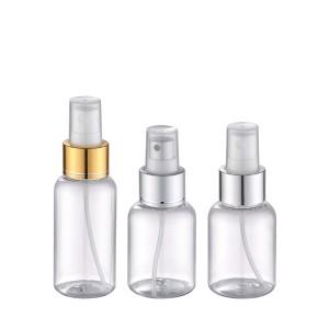 clear plastic bottle with beauty sprayer
