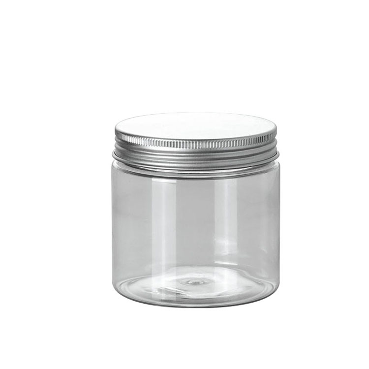 100ml clear plastic jar container with aluminum screw cap
