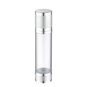 silver cap cosmetic airless empty bottle