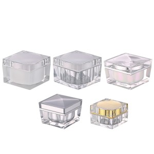 square acrylic cosmetic cream jars