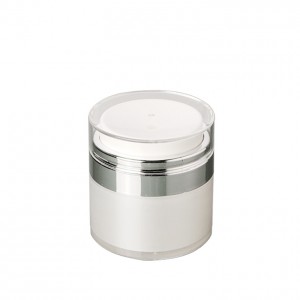 white airless cosmetic pump serum jar