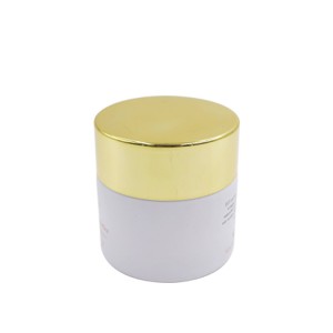 50ml 50g custom air tight sealed inner lid white glass hair cream jar with gold metal lid